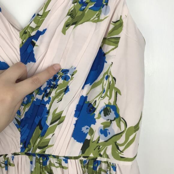 Boden Serena Fit & Flare Dress Flowy Pink Blue Floral V-Neck Lined Sz US 4 UK 8 - Picture 4 of 15